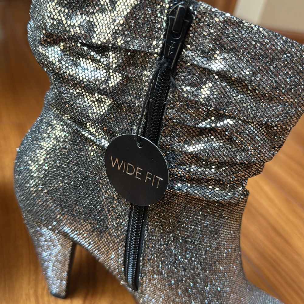 New Look Silver Heeled Boots with Glitter Finish - Picture 12 of 14